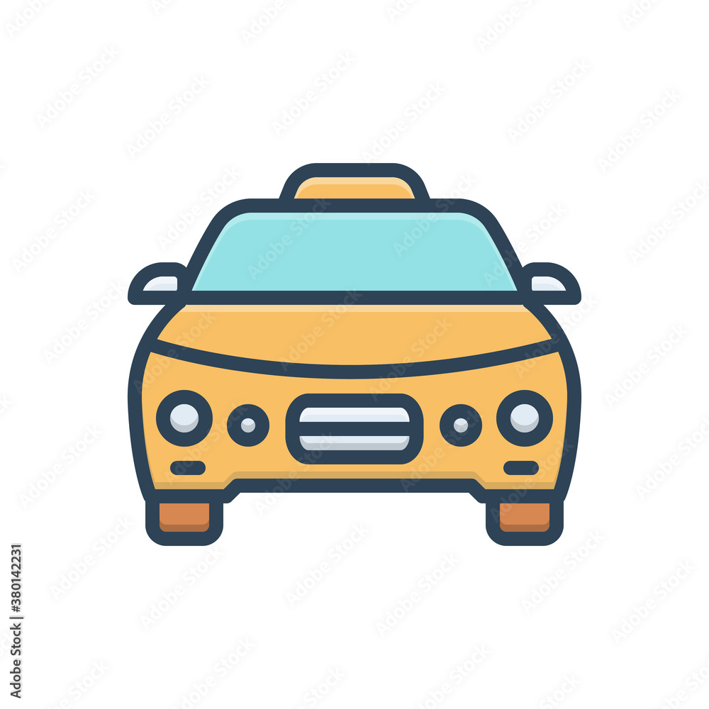 Color illustration icon for taxi