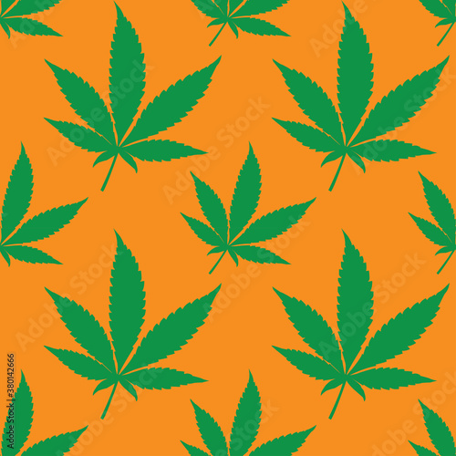 An abstract cannabis leaf seamless pattern background image.