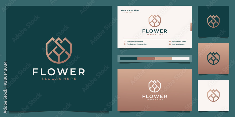 Fototapeta premium Flower rose luxury beauty salon, fashion, skincare, cosmetic, yoga and spa products. logo design and business card.