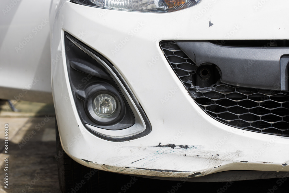 crashed car Front bumper cover with cracks..