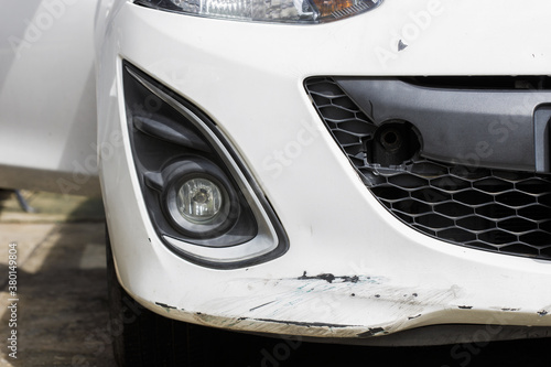 crashed car Front bumper cover with cracks..