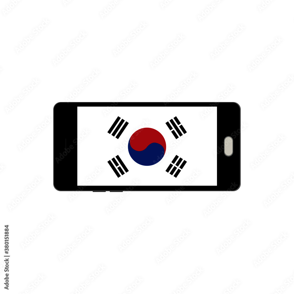 mobile and korea flag on white background mobile and korea flag on white background