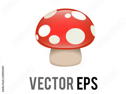 Vector edible fungus of white spotted red cap mushroom emoji icon