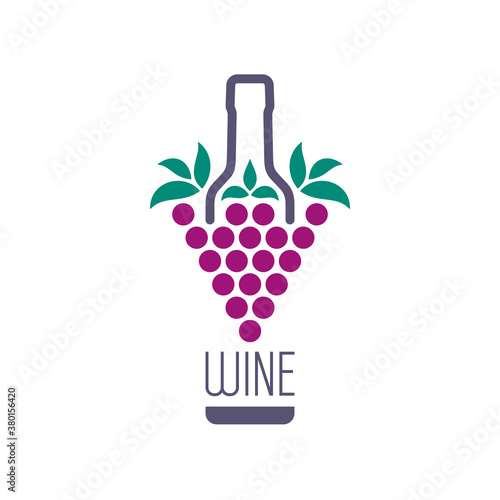 Abstract Grape Bunch Icon with Bottle
