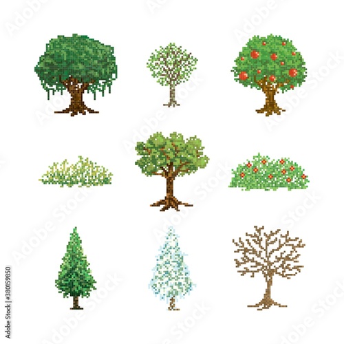 collection of pixel trees