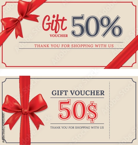 gift vouchers with ribbon
