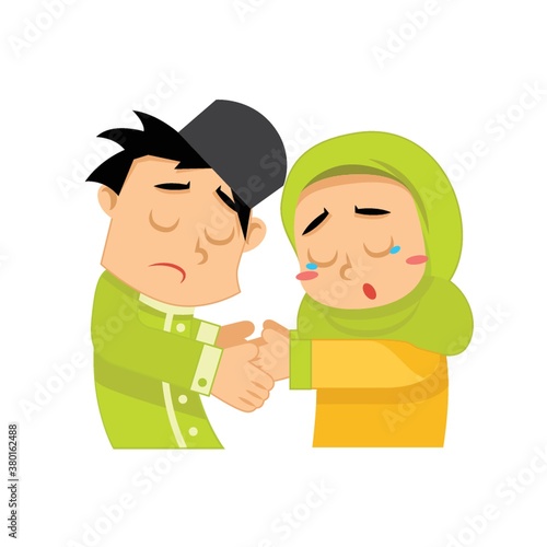 muslim boy and girl shaking hands