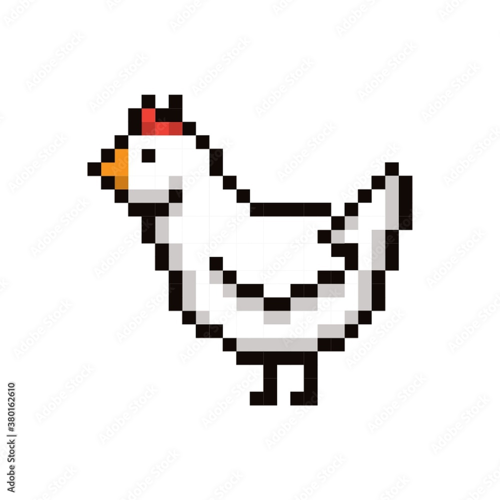 Chicken 8-bit vector illustration