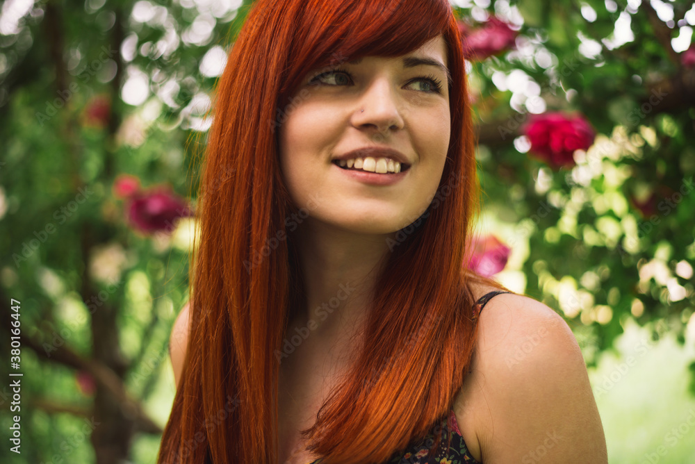 Portrait of beautiful redhead girl outdoors Portrait of beautiful redhead girl outdoors