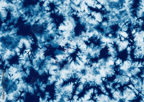 INDIGO BLUE EFFECT TIE DYE SHIBORI PRINT  photo