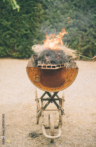 Grilling a tradidional dish of the area. photo