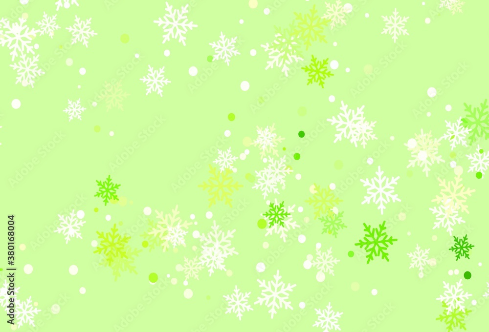 Light Green, Yellow vector background with beautiful snowflakes. Light Green, Yellow vector background with beautiful snowflakes.