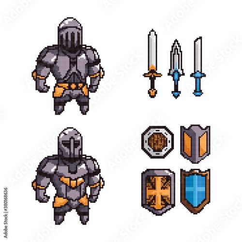 Collection of knights and weapons