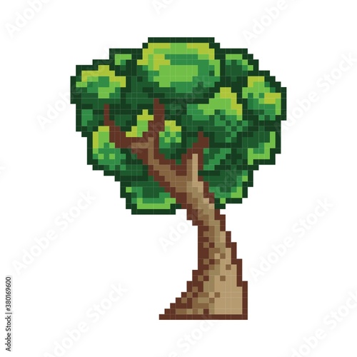 Pixelated green tree