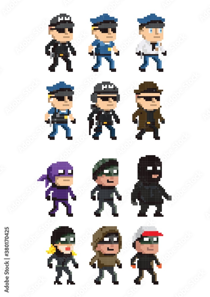 Collection of law enforcement and criminal icons Collection of law enforcement and criminal icons