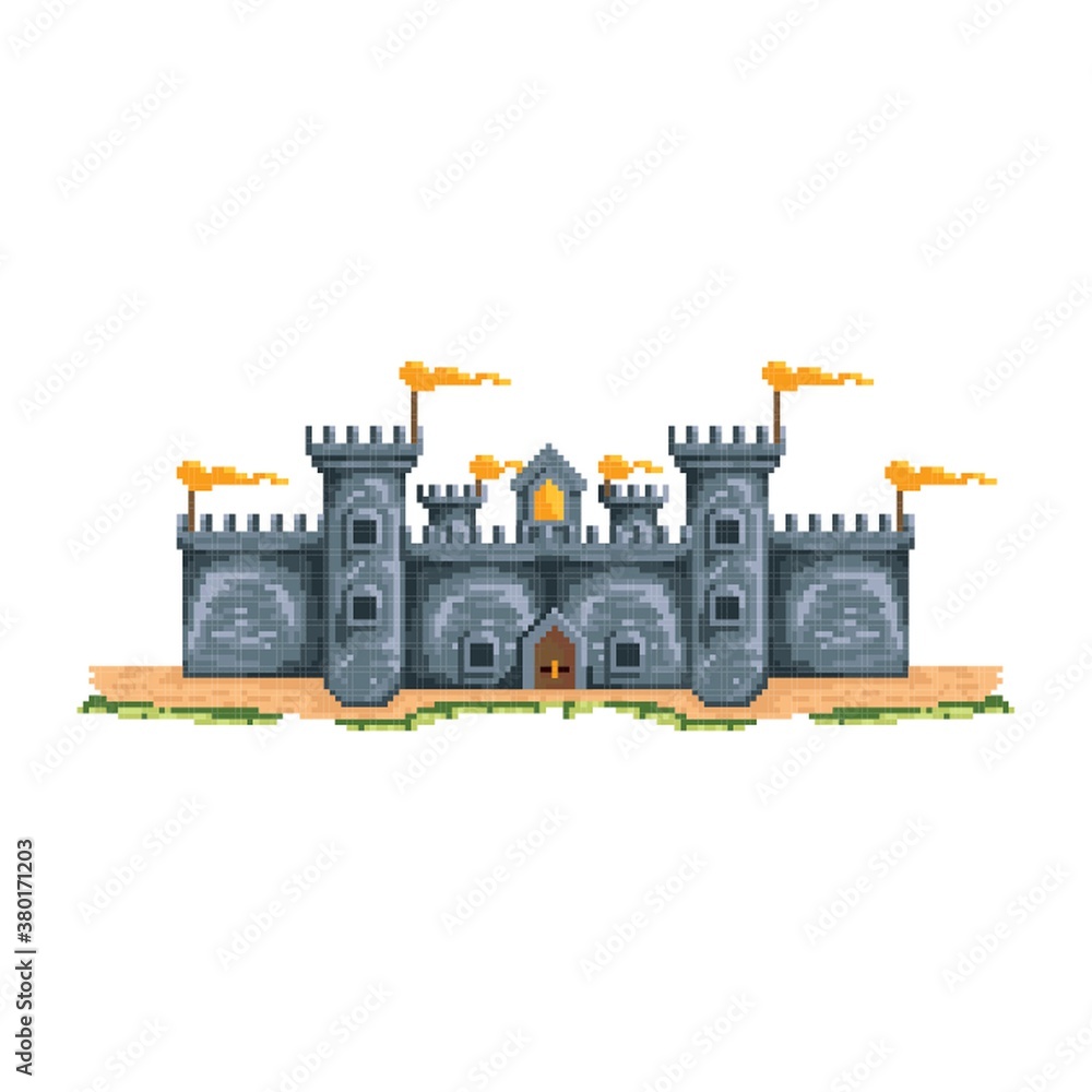 Pixelated castle structure
