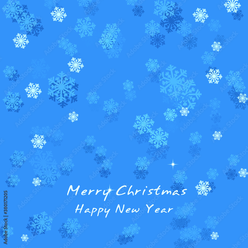 Simple elegant Christmas card with snowflakes on blue background Simple elegant Christmas card with snowflakes on blue background