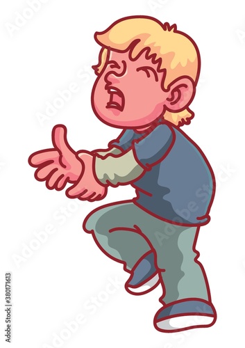 Boy with hand injury concept