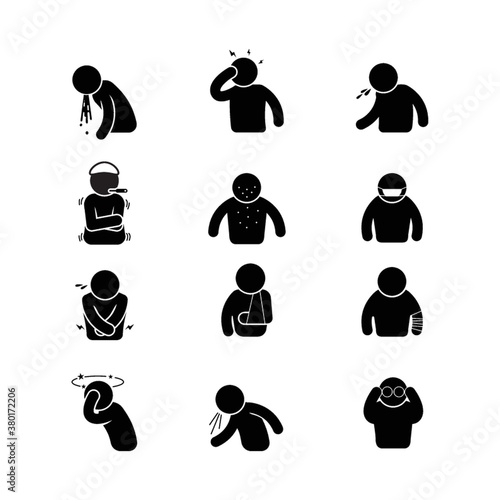 Set of sick icons