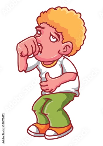 Boy with nausea concept