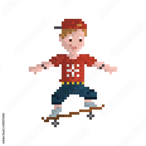 Pixel art skateboarder