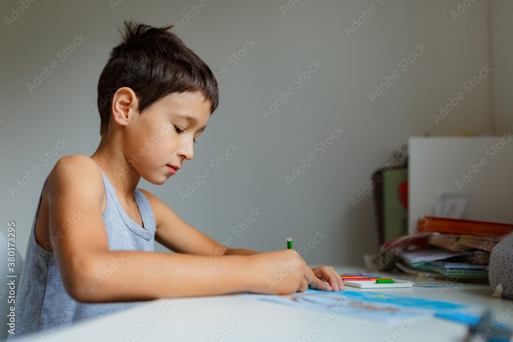 Kids paint. Child painting. Little boy drawing. Kids paint. Child painting. Little boy drawing.