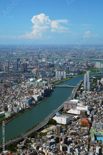 スカイツリーから-真夏の東京の街並み