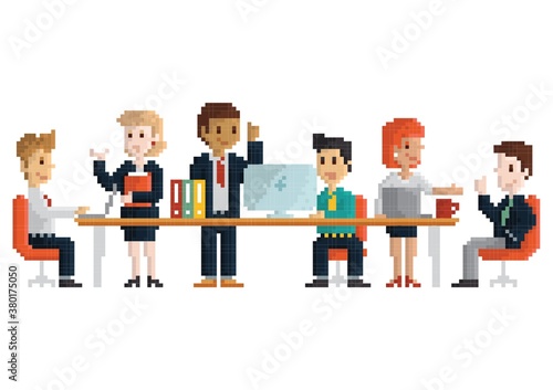 Pixel art business workplace