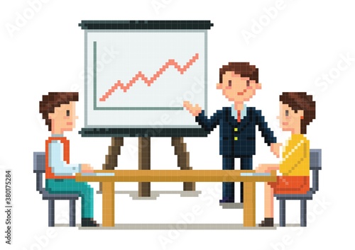 Pixel art business meeting