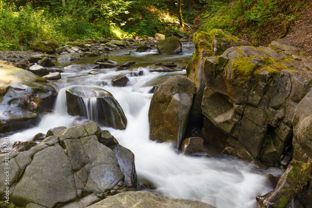 Turichka river near Lumshory village. TransCarpathia, Carpathians. Ukraine. Turichka river near Lumshory village. TransCarpathia, Carpathians. Ukraine.