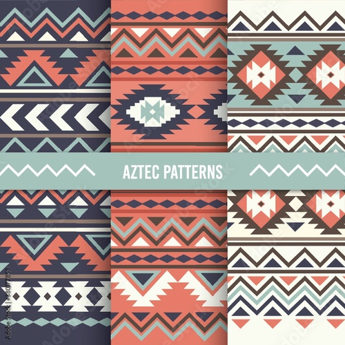 aztec background design set