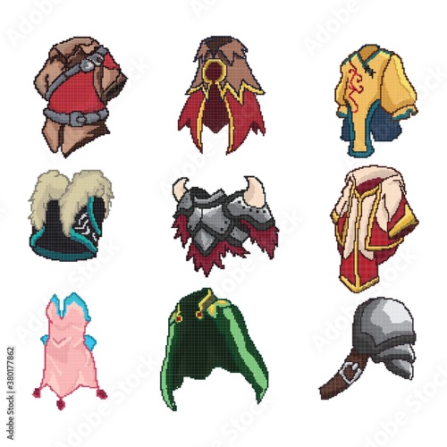 collection of game character clothing