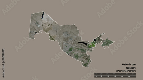 Location of Sirdaryo, region of Uzbekistan,. Satellite photo