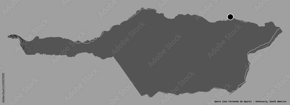 Fototapeta premium Apure, state of Venezuela, on solid. Bilevel