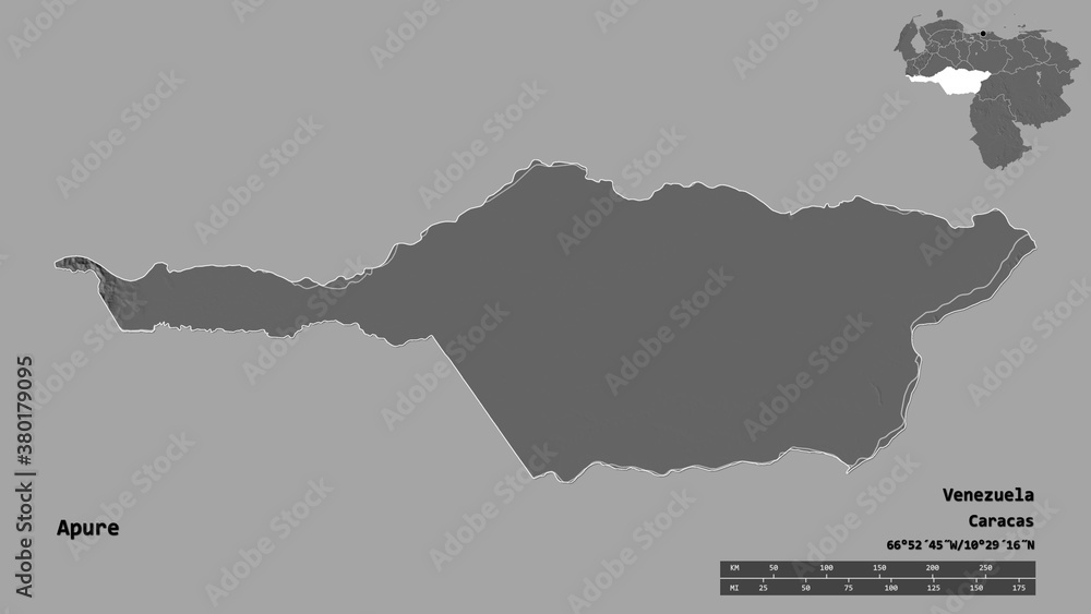 Fototapeta premium Apure, state of Venezuela, zoomed. Bilevel