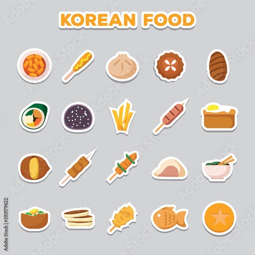set of korean food icons