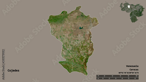 Cojedes, state of Venezuela, zoomed. Satellite