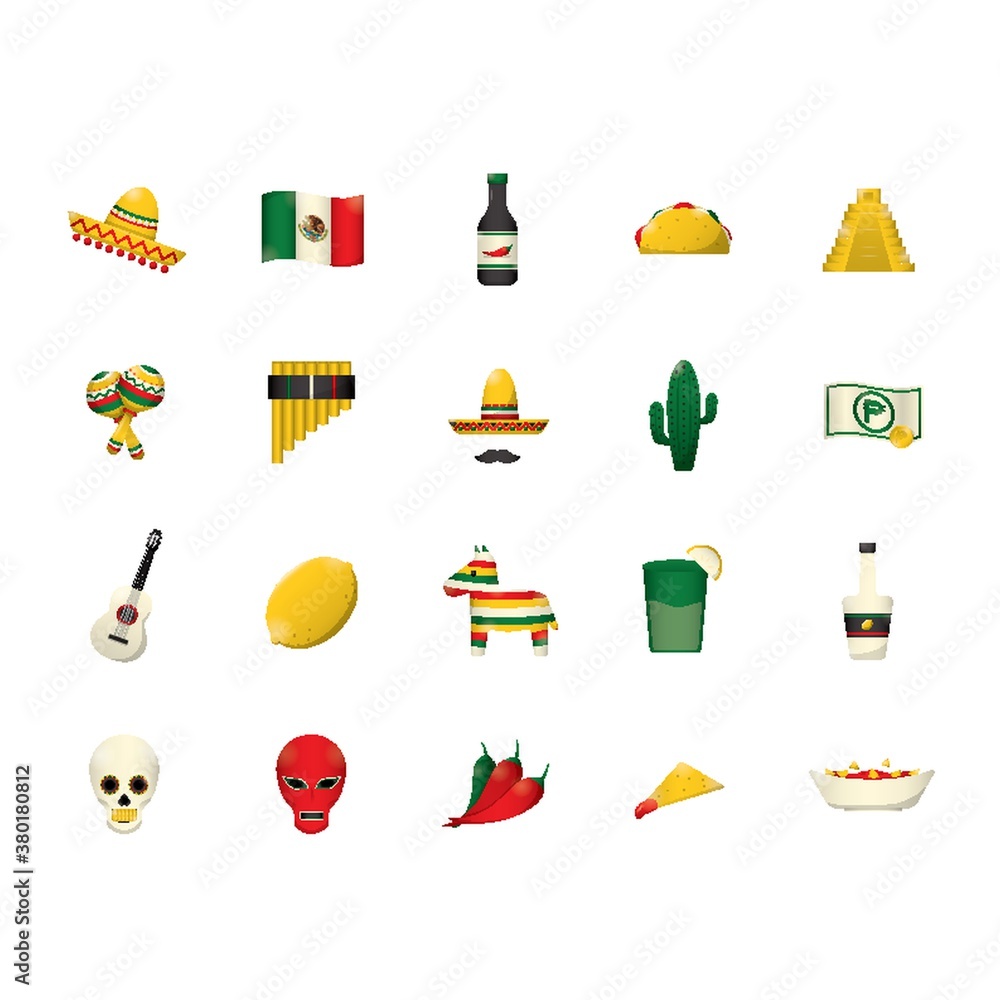 set of mexico icons