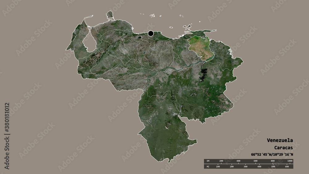 Location of Monagas, state of Venezuela,. Satellite Location of Monagas, state of Venezuela,. Satellite