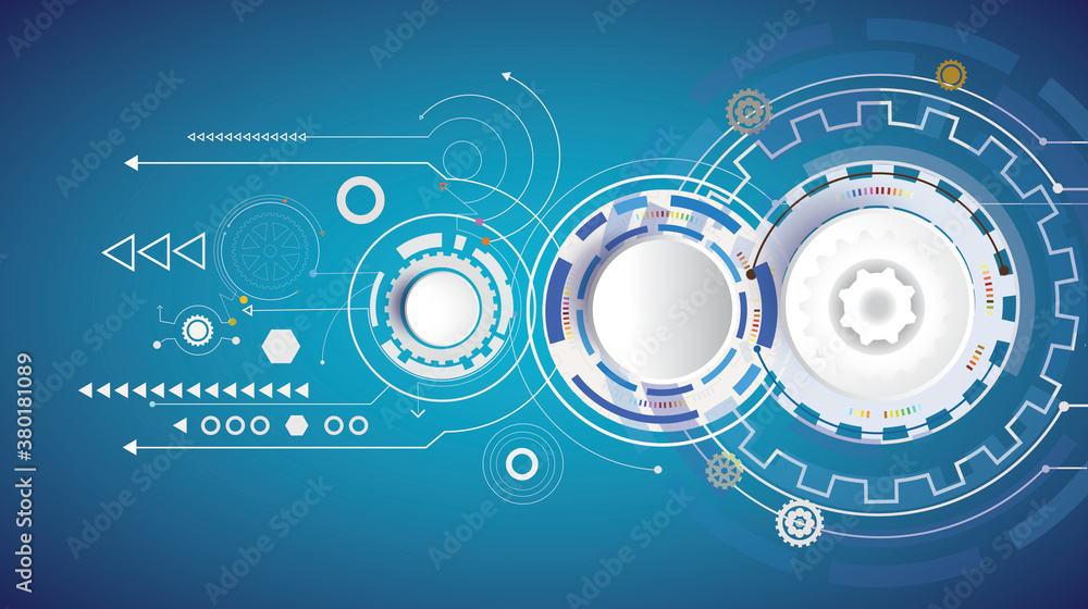Illustration Hi-tech digital technology design blue color on circuit board.