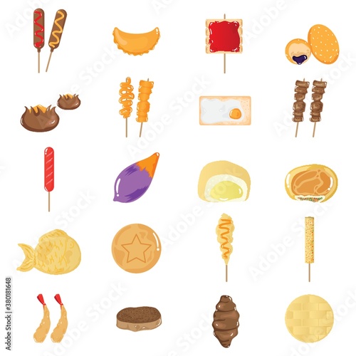 collection of south korean street food icons
