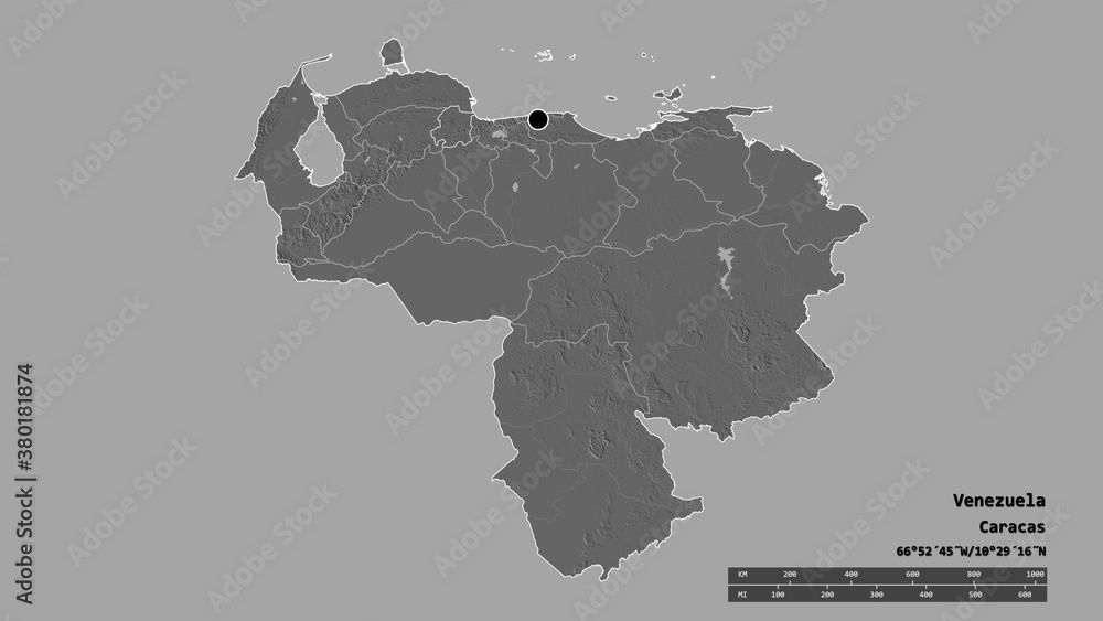 Location of Yaracuy, state of Venezuela,. Bilevel