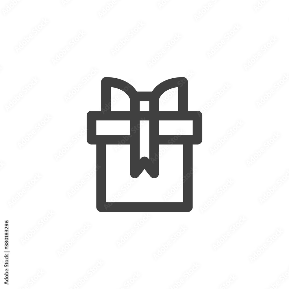 Gift box line icon. linear style sign for mobile concept and web design. Present box with bow ribbon outline vector icon. Symbol, logo illustration. Vector graphics Gift box line icon. linear style sign for mobile concept and web design. Present box with bow ribbon outline vector icon. Symbol, logo illustration. Vector graphics