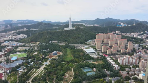 aerial shot of dalian labour park