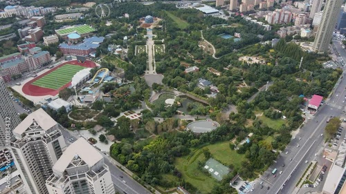 aerial shot of dalian labour park