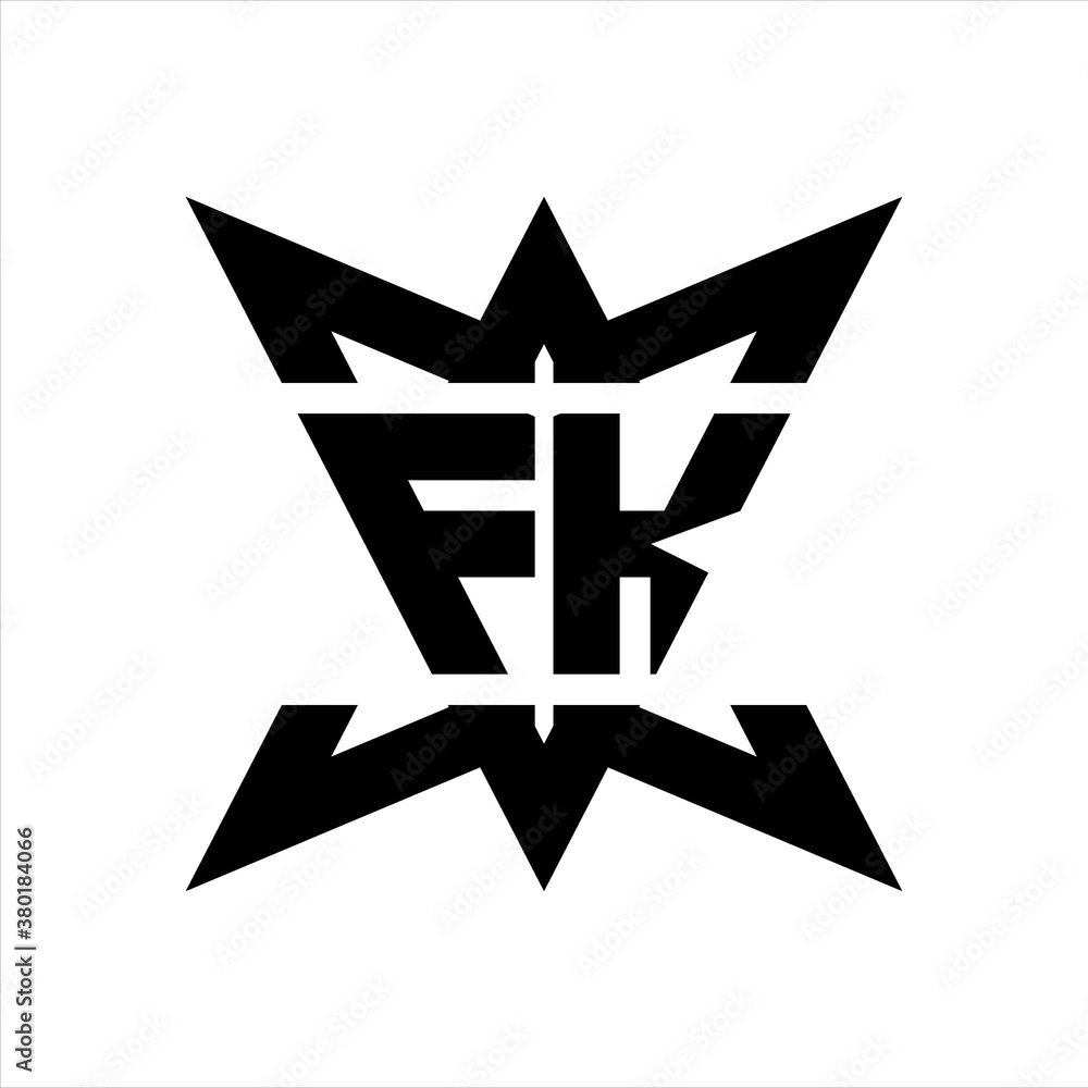 FK Logo monogram with crown up down side design template FK Logo monogram with crown up down side design template