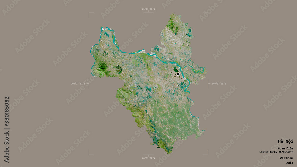 Fototapeta premium Ha Noi - Vietnam. Bounding box. Satellite