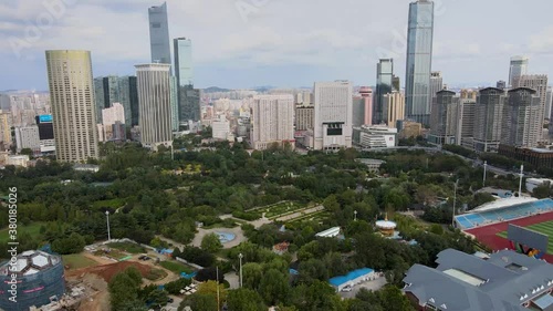 aerial shot of dalian labour park