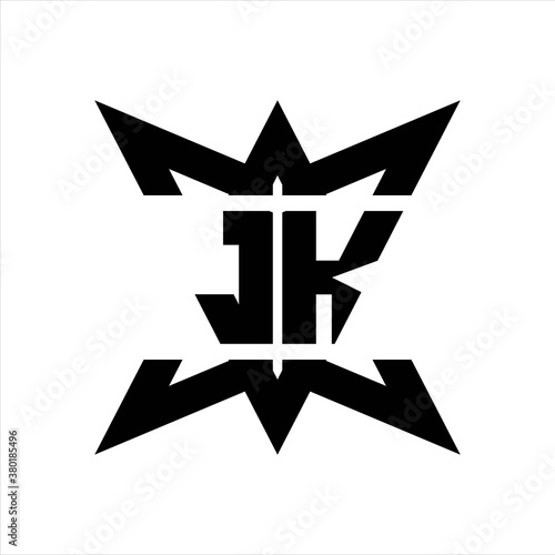 JK Logo monogram with crown up down side design template