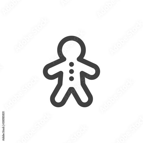 Gingerbread man line icon. linear style sign for mobile concept and web design. Xmas cookie gingerbread outline vector icon. Symbol, logo illustration. Vector graphics